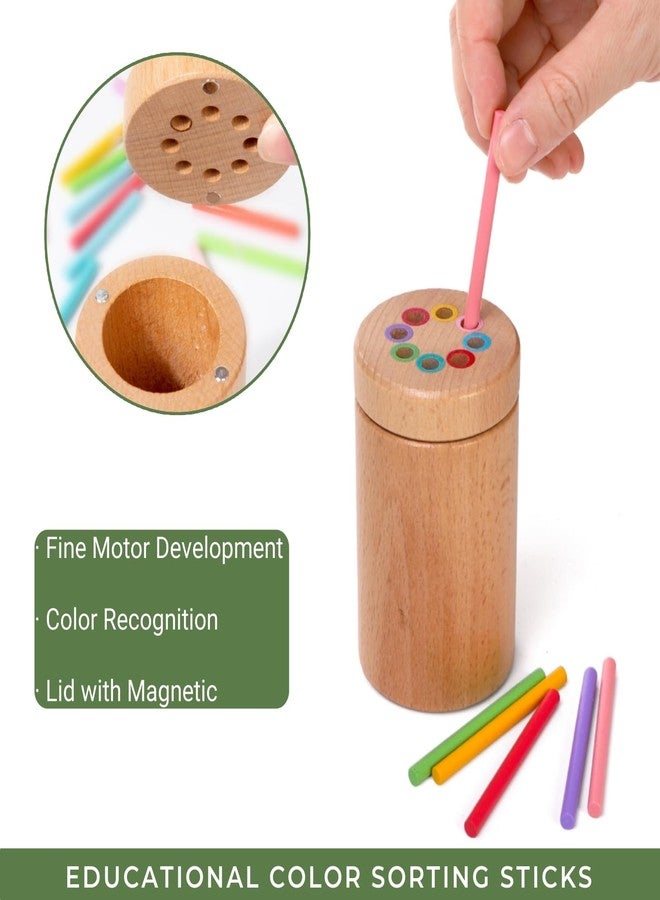 Nagpew Woodern Montessori Sticks, 8 Colors Sorting Toys for Age 1-3, Educational Fine Motor Developmental Sensory Matching Game for Kids Boys Girls - Image 4